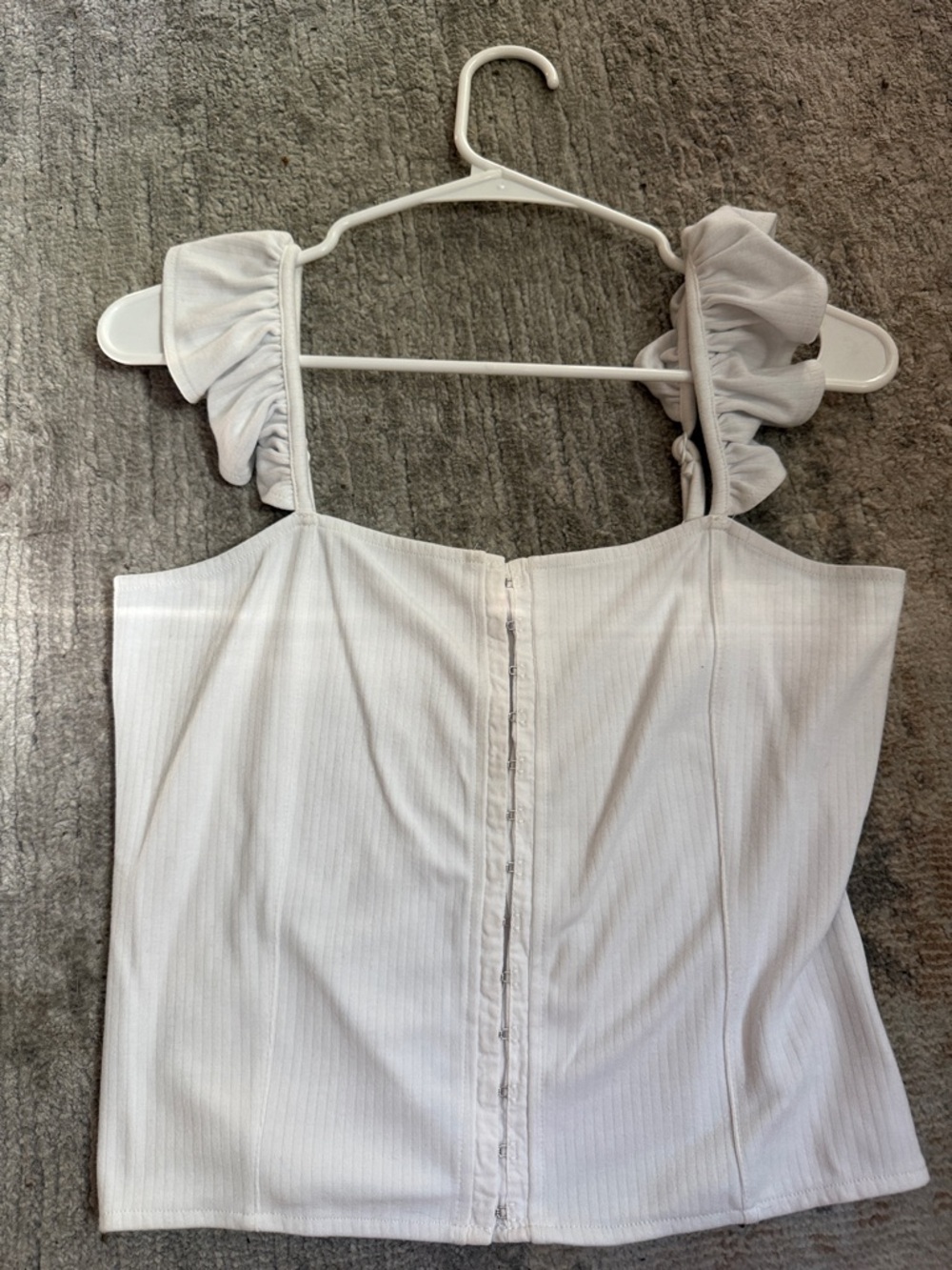 BB Dakota White Sleeveless Bustier Top with Ruffled Straps
